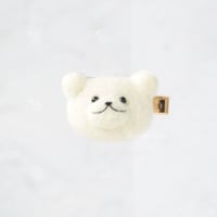 左右OK！羊毛フェルトヘアクリップ　くまの３兄弟（白い子）No.2