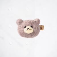 左右OK！羊毛フェルトヘアクリップ　くまの３兄弟（濃い茶の子）No.2