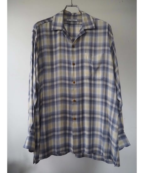 MAATEE&SONS OPEN COLLAR SHIRTS "SILK RAYON CHECK"