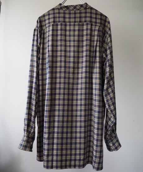 MAATEE&SONS 紐SHIRTS "SILK RAYON CHECK" BLUEYELLOW