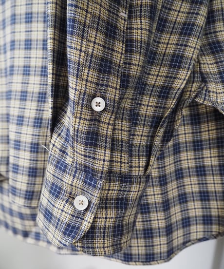 MAATEE&SONS 紐SHIRTS "SILK RAYON CHECK" BLUEYELLOW