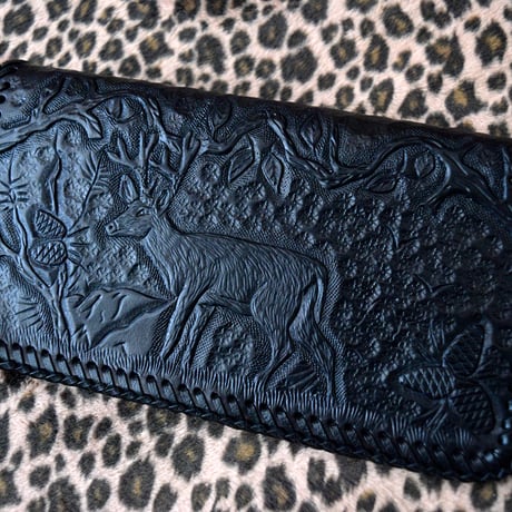 MINT! 70s TOOLED LEATHER VINTAGE BIKER WALLET