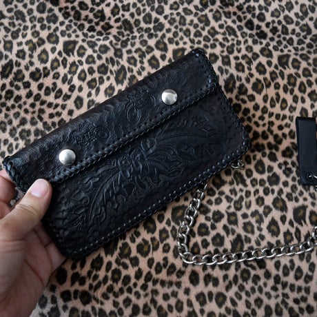 MINT! 70s TOOLED LEATHER VINTAGE BIKER WALLET