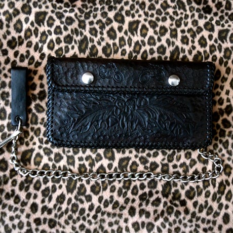 MINT! 70s TOOLED LEATHER VINTAGE BIKER WALLET