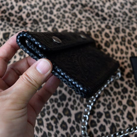 MINT! 70s TOOLED LEATHER VINTAGE BIKER WALLET