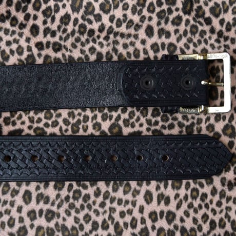 GOOD! BOSTON LEATHER BASKET WEAVE GARRISON BELT 34