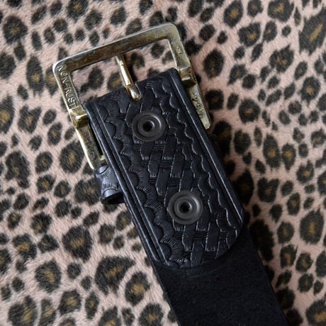 GOOD! BOSTON LEATHER BASKET WEAVE GARRISON BELT 34