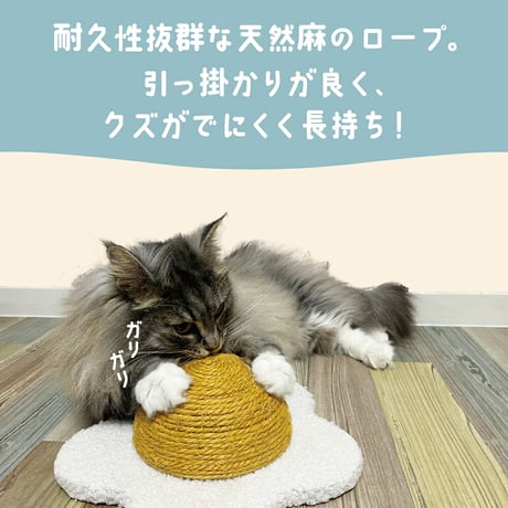 猫の爪とぎ 目玉焼き型・羽じゃらし付き