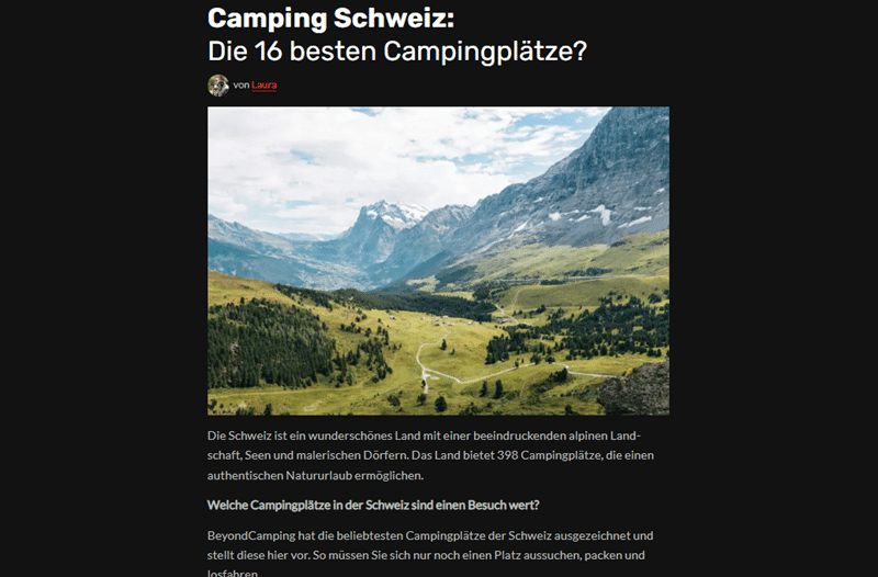Laura schreibt starke SEO-Inhalte für ihren Campingblog