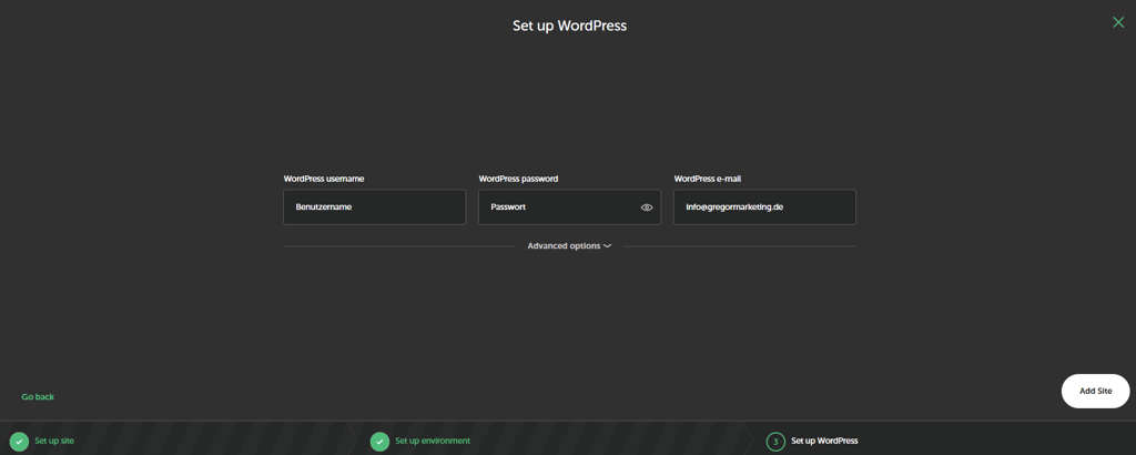 WordPress-Admin-Konto für Local