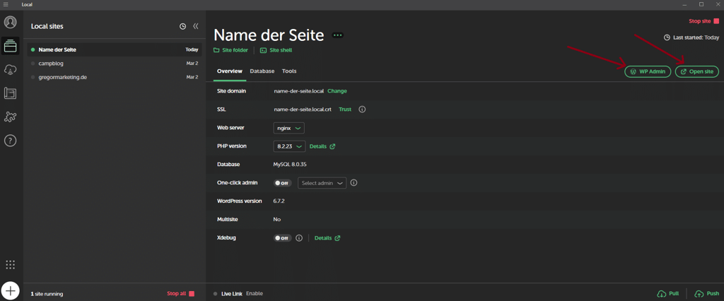 local test wordpress