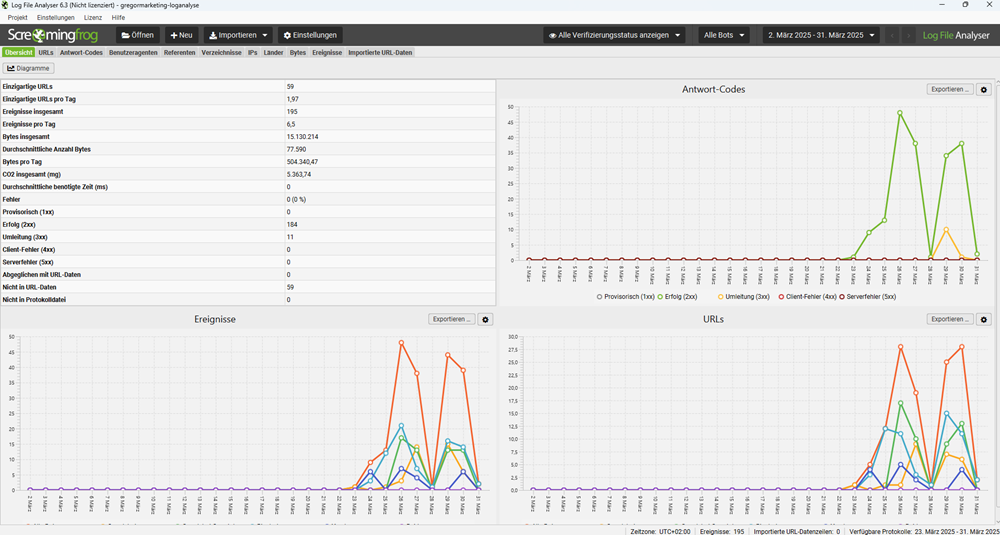 Logfile-Auswertung mit Screaming Frog zur Analyse von Crawling und Statuscodes