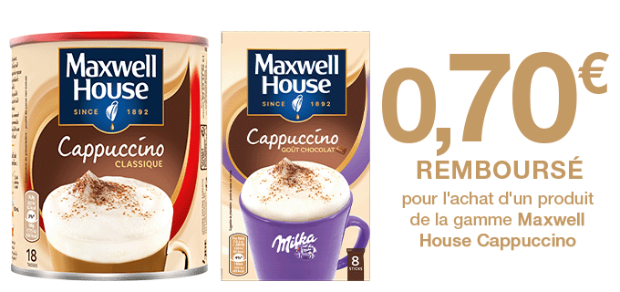 Maxwell House Cappuccino - 0.70 € remboursé