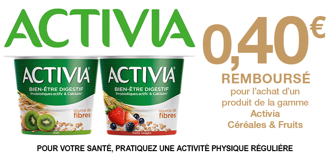 Activia Céréales & Fruits - 0.40 € remboursé