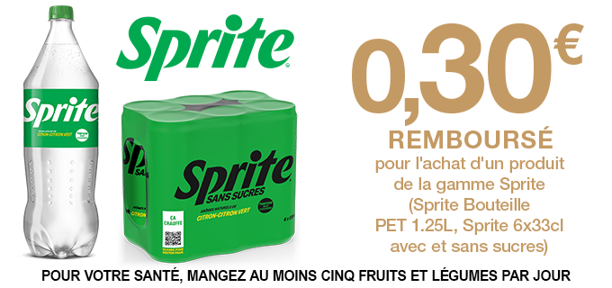 Sprite, nouveau goût - 0.30 € remboursé