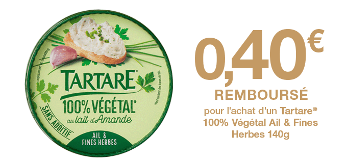 Tartare 100% Végétal - 0.40 € remboursé