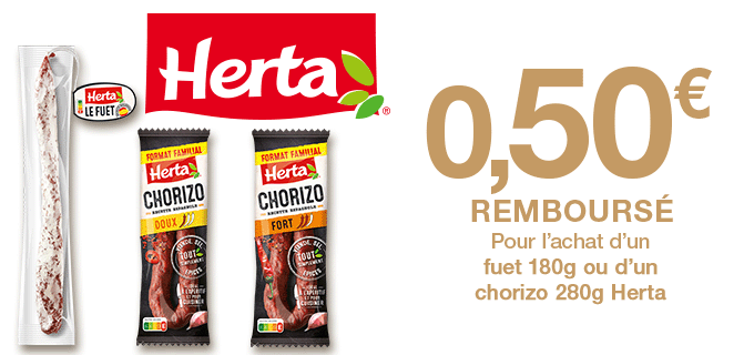 Fuet, chorizo HERTA® - 0.50 € remboursé