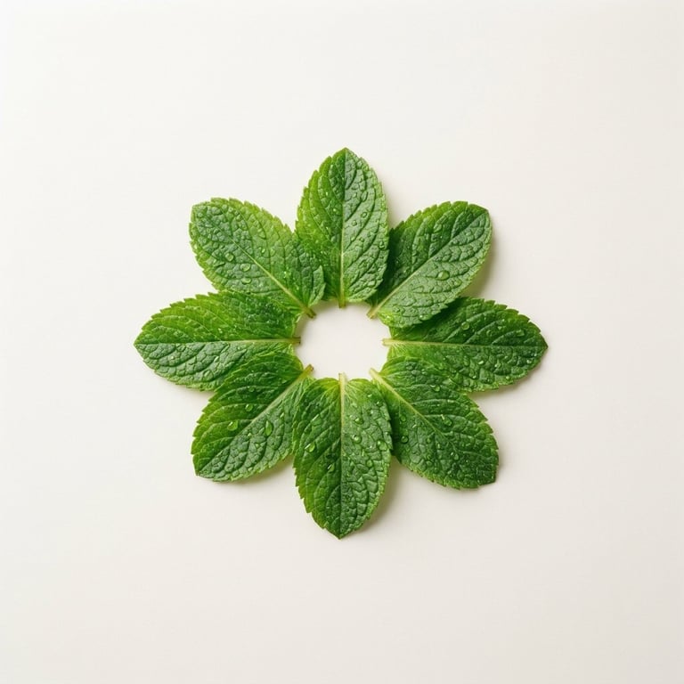 Folhas de hortela frescas, ingrediente da lata Menta