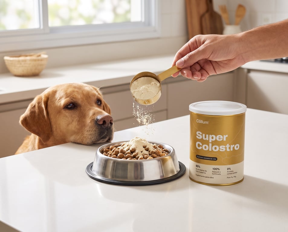 Um scoop por dia na comida que ele já come
