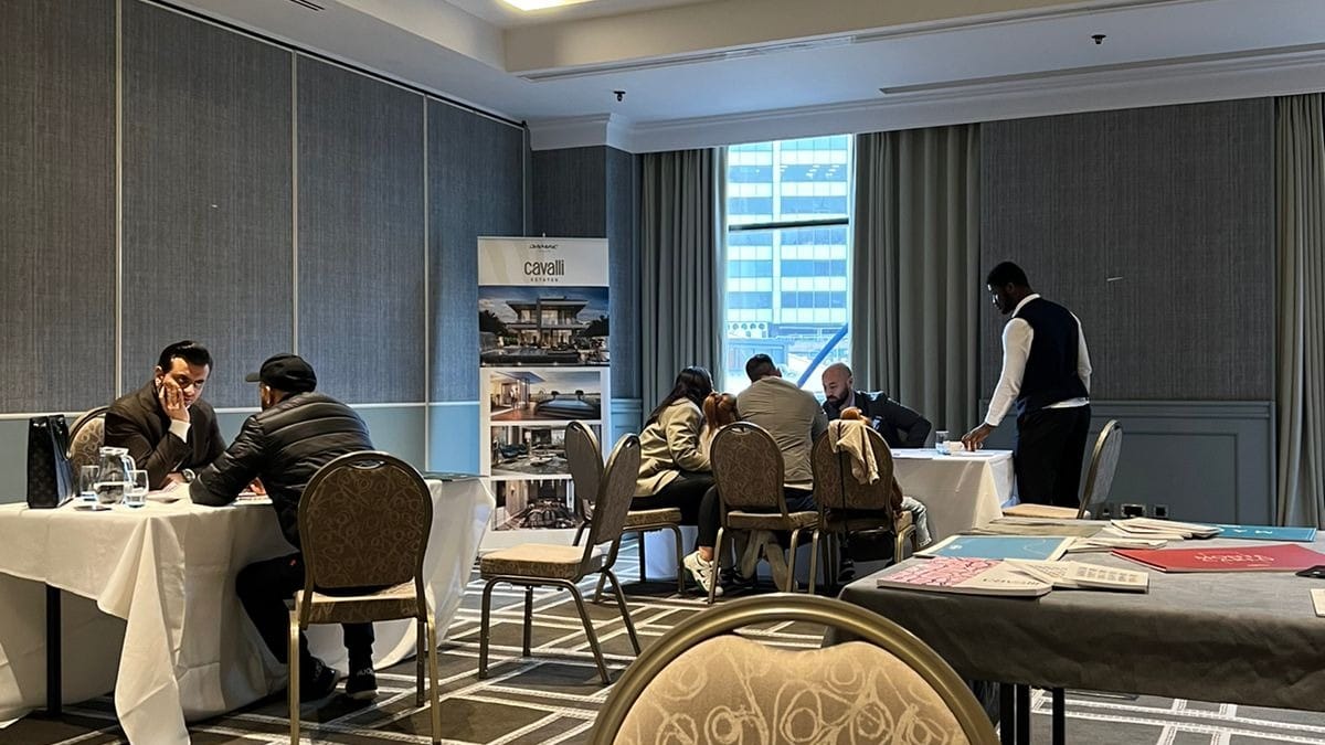 Consultation tables and developer displays at a past Cube Realty Dubai property roadshow