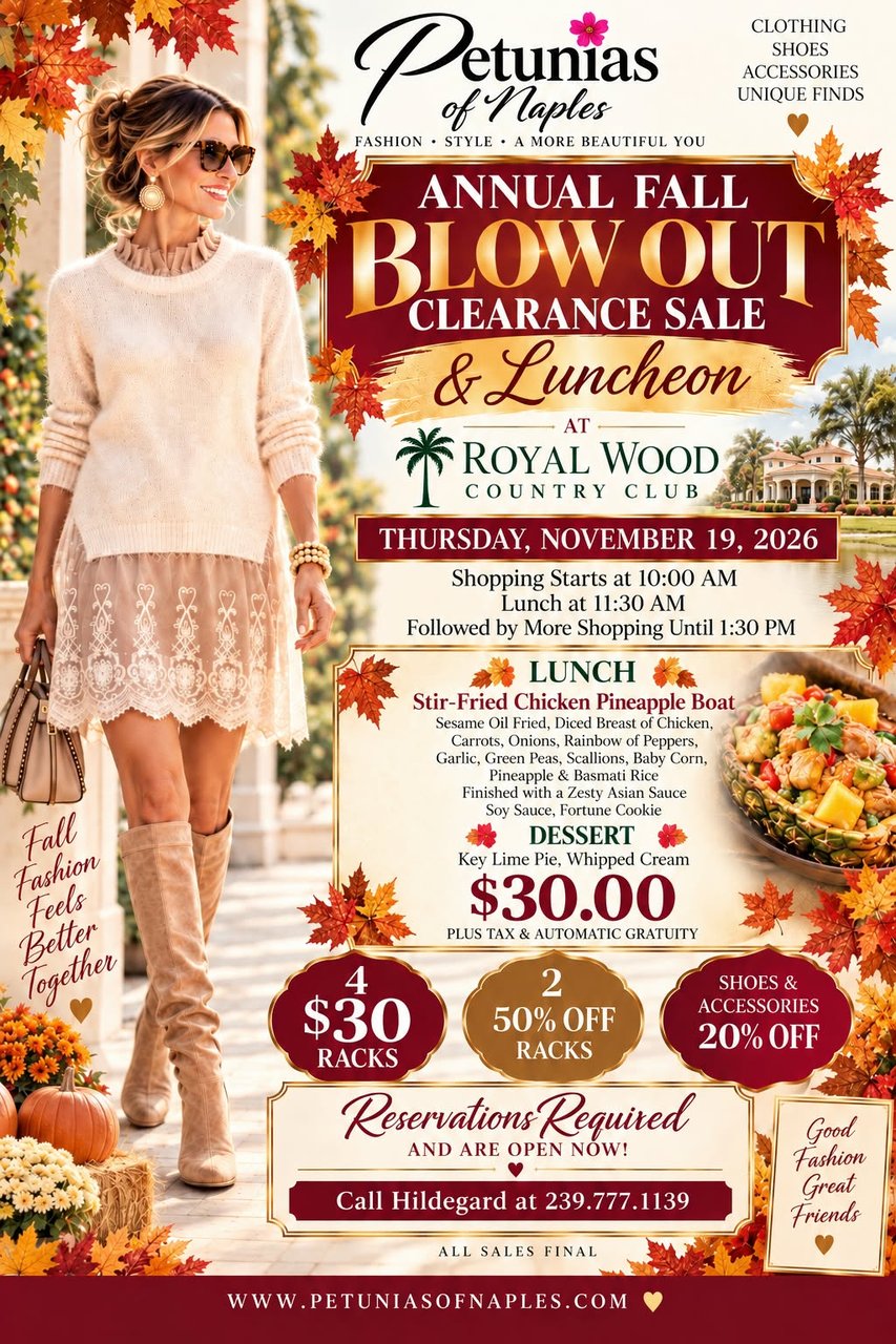 Petunias of Naples  & Royal Wood Annual Fall Blowout Clearance Sale & Luncheon