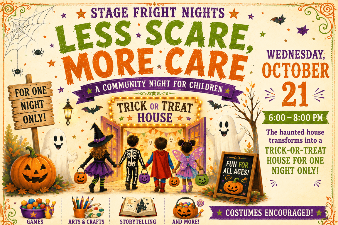 Trick-or-Treat House: Less Scare, More Care (Community Night) – NO Haunted House