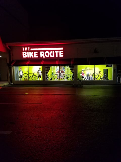 Bike route night sign