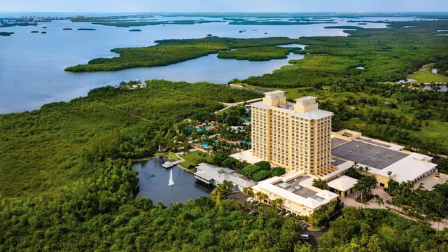 Hyatt Regency Coconut Point Resort and Spa P352 Aerial of Hotel 16x9