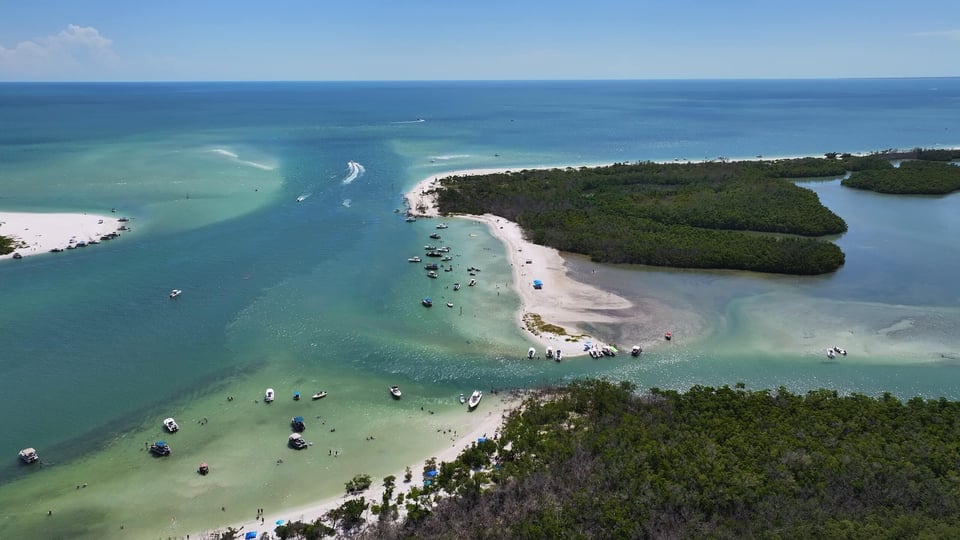Bonita beach aerial boats beach