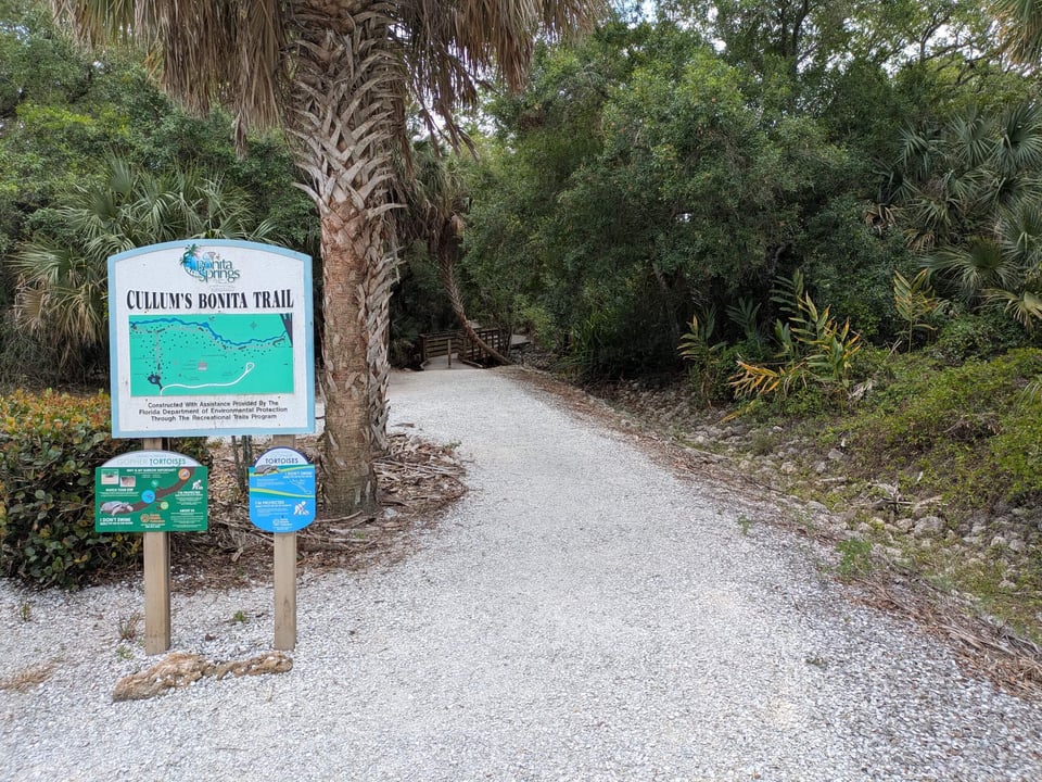 Cullums trail entrance sign