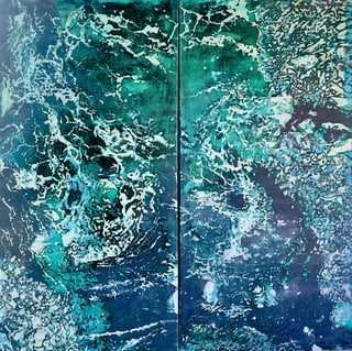 Gill Muffy Clark Iceberg Theory batik on silk 73 x 48 in 4600 navoqk
