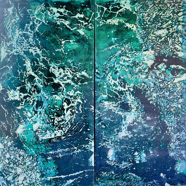 Gill Muffy Clark Iceberg Theory batik on silk 73 x 48 in 4600 navoqk