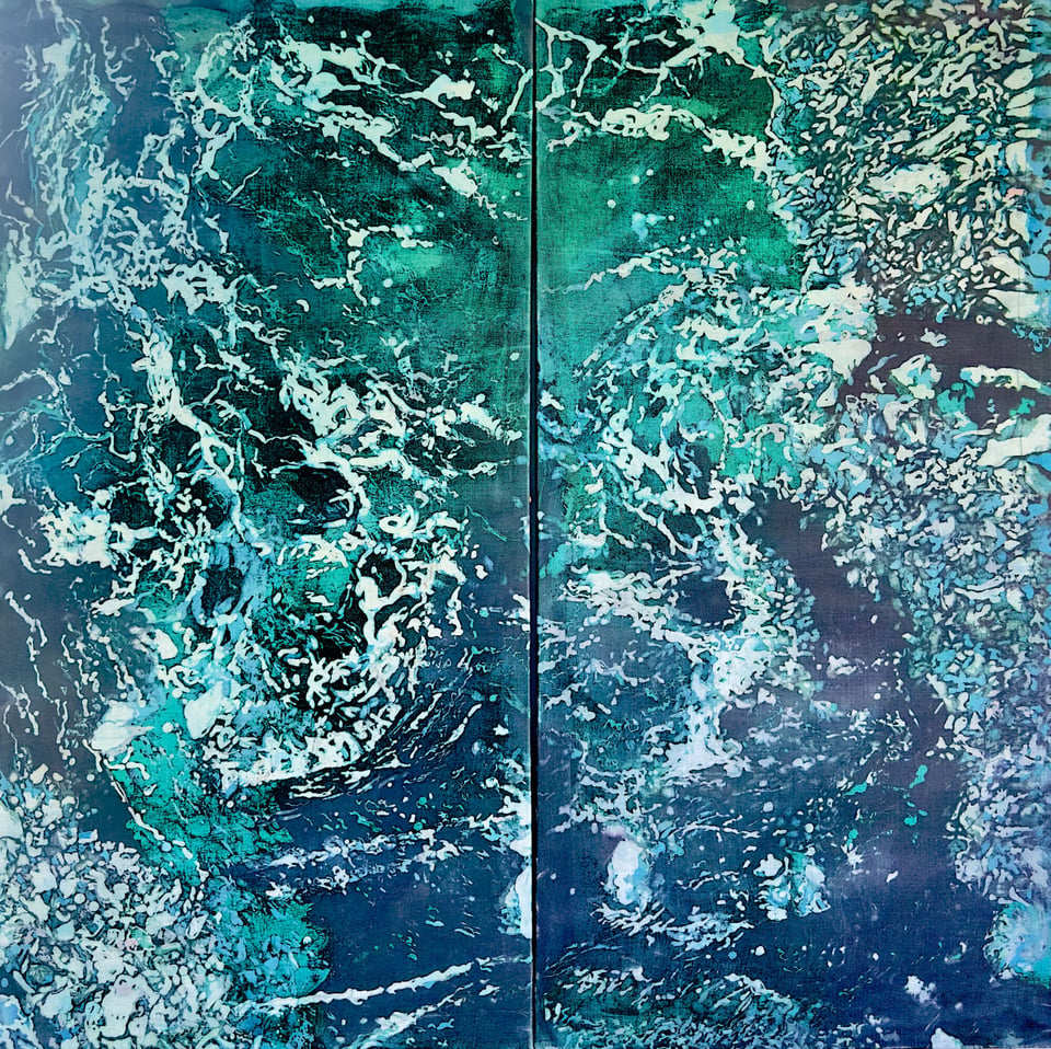 Gill Muffy Clark Iceberg Theory batik on silk 73 x 48 in 4600 navoqk