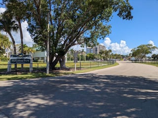 Caxambas park entrance sign