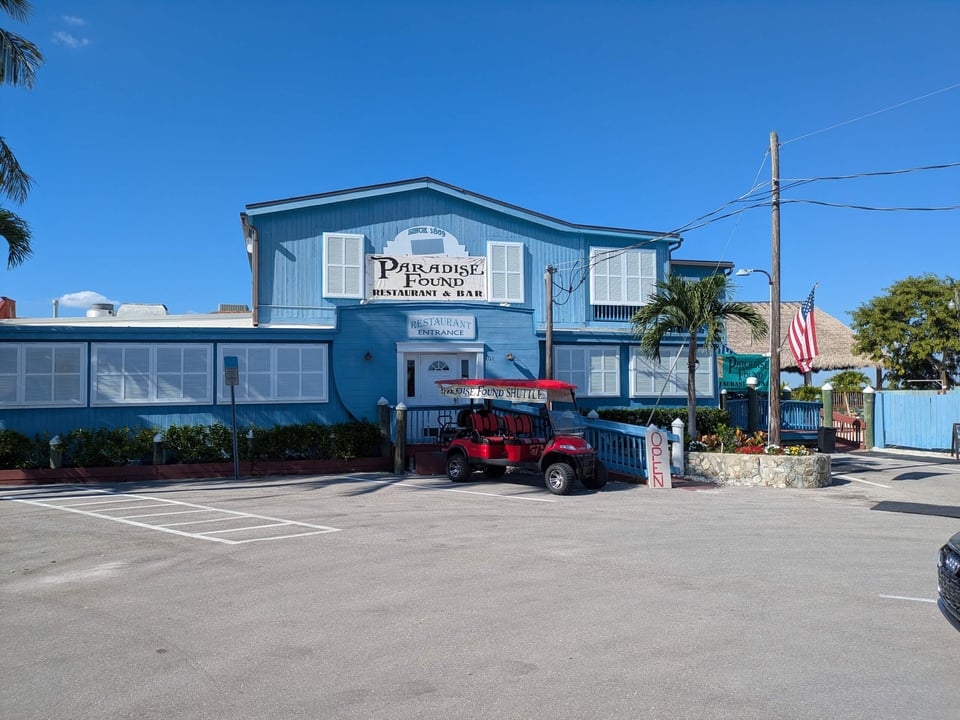 Paradise found front sign entrance
