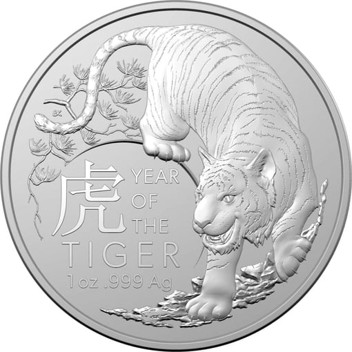 2022 year of the tiger 1oz. 999 silver bullion coin