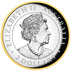 2022 australian kookaburra 2oz. 9999 silver proof high relief gilded coin