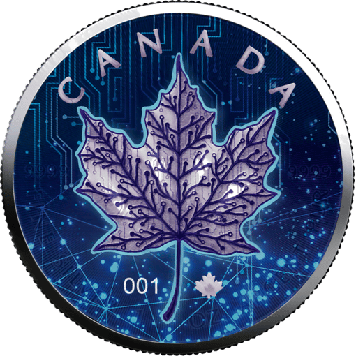 2022 artificial intelligence - maple leaf 1oz. 9999 coloured silver coin
