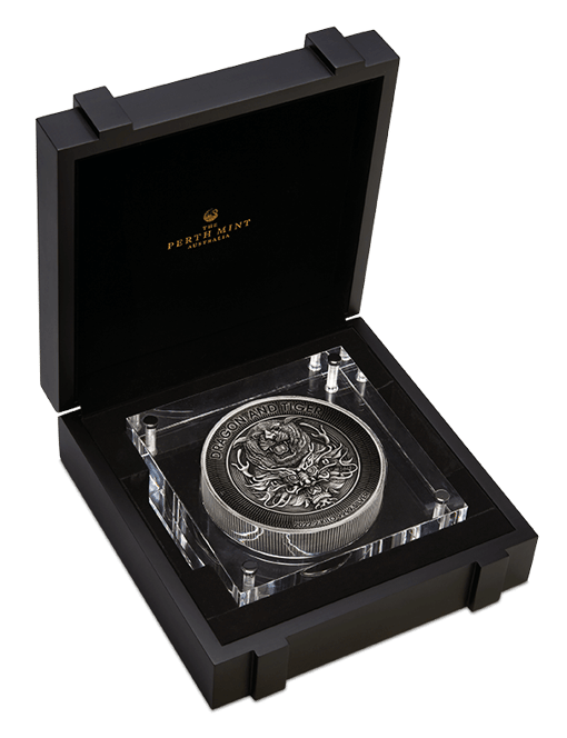2022 dragon and tiger 2kg. 9999 silver antiqued high relief coin