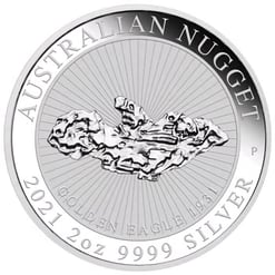 2021 Australian Nugget - Golden Eagle 2oz .9999 Silver Bullion Piedfort Coin