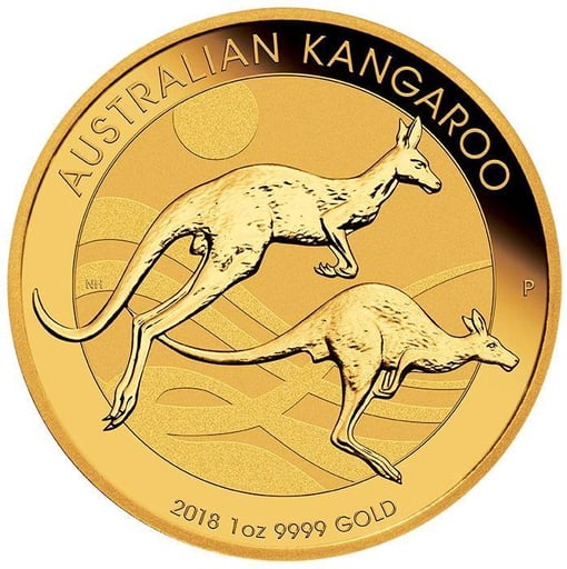 2018 australian kangaroo 1oz. 9999 gold bullion coin - the perth mint bu