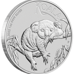 2022 australian koala 1oz. 9999 silver bullion coin side on
