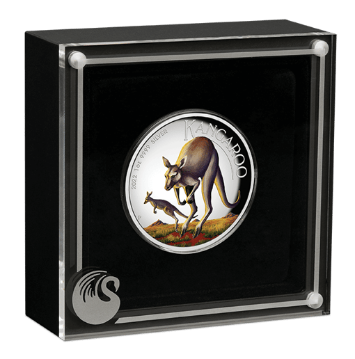 2022 australian kangaroo 1oz. 9999 silver proof high relief coloured coin