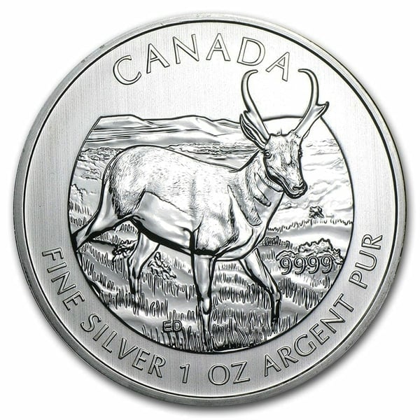 2013-wild-life-series-pronghorn-antelope-1oz-9999-silver-bullion-coin-royal-canadian-mint