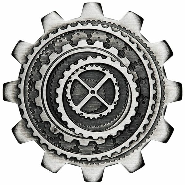 20G06ZAA-2020-industry-in-motion-1oz-9999-silver-gear-shaped-antiqued-two-coin-set