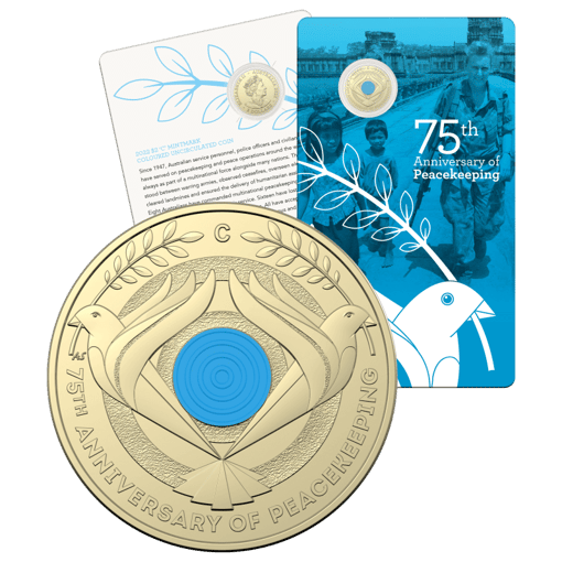 2022 $2 75th anniversary of peacekeeping c mintmark coloured uncirculated coin - albr