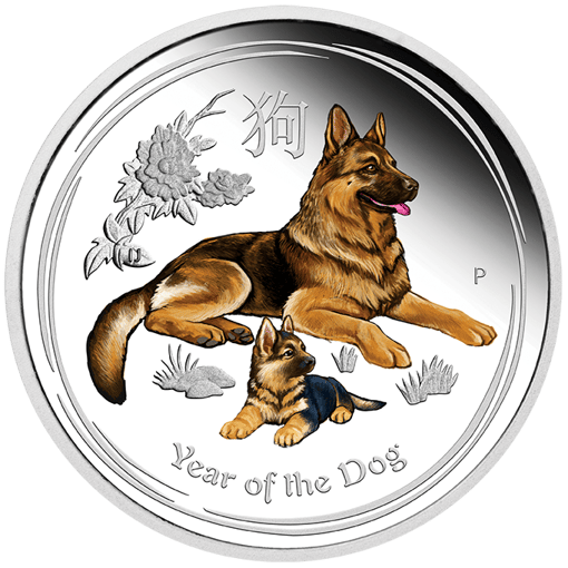 2018 1 oz - coloured dog - silver coins – the perth mint 999 & 9999