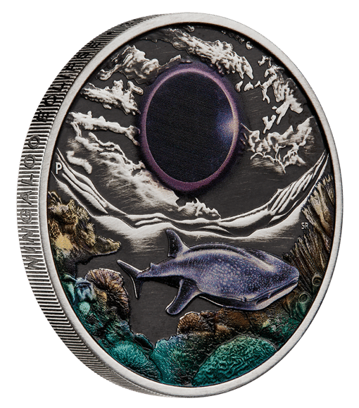 2023 ningaloo eclipse 2oz silver antiqued coloured coin