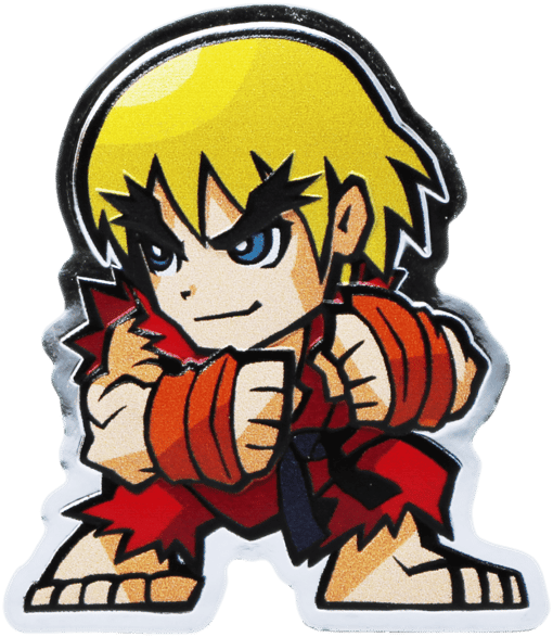 2021 mini fighters ken 1oz. 999 silver proof coloured coin – street fighter
