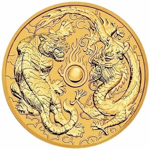 2019 dragon and tiger 1oz. 9999 gold bullion coin